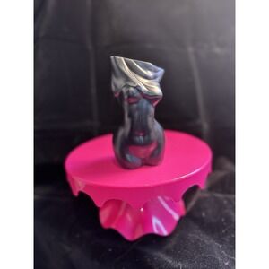 Female Body Sculpted Black Resin Vase